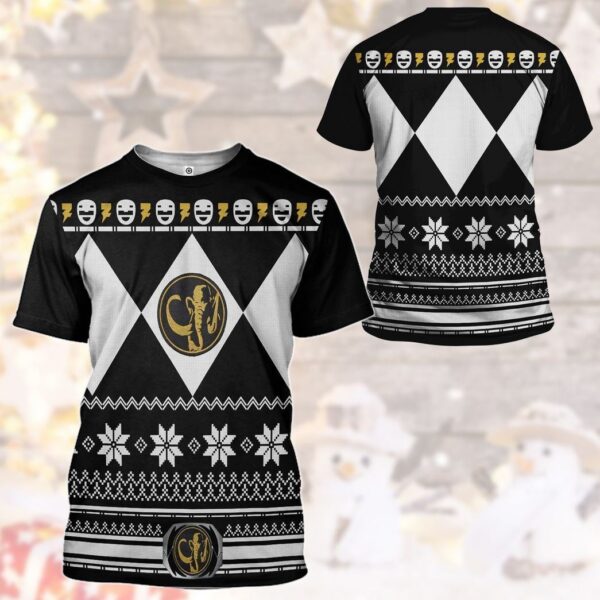 Gearhuman 3D Black Power Ranger Custom Tshirt Hoodie Apparel CW29108 3D Apparel 