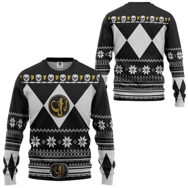 Gearhuman 3D Black Power Ranger Custom Tshirt Hoodie Apparel CW29108 3D Apparel 