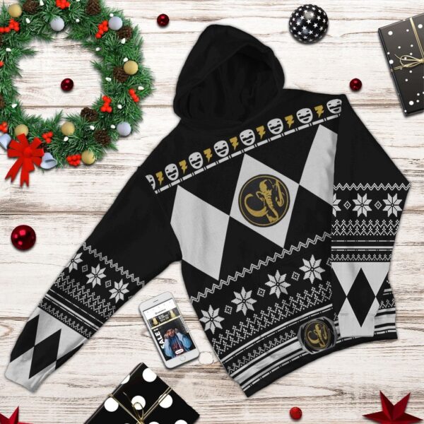 Gearhuman 3D Black Power Ranger Custom Tshirt Hoodie Apparel CW29108 3D Apparel 