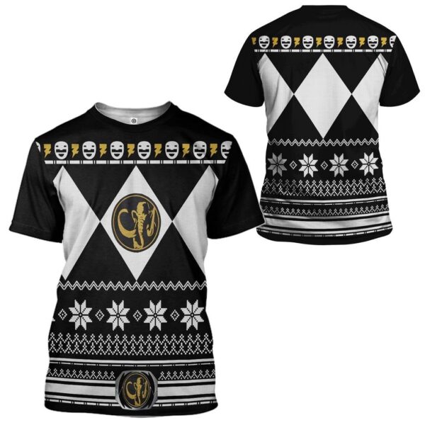 Gearhuman 3D Black Power Ranger Custom Tshirt Hoodie Apparel CW29108 3D Apparel 