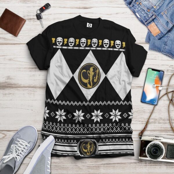 Gearhuman 3D Black Power Ranger Custom Tshirt Hoodie Apparel CW29108 3D Apparel 