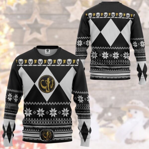 Gearhuman 3D Black Power Ranger Custom Tshirt Hoodie Apparel CW29108 3D Apparel 