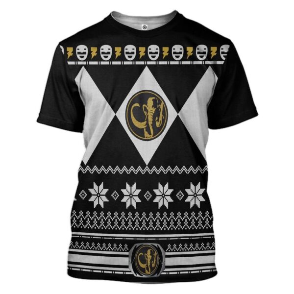 Gearhuman 3D Black Power Ranger Custom Tshirt Hoodie Apparel CW29108 3D Apparel T-Shirt S 