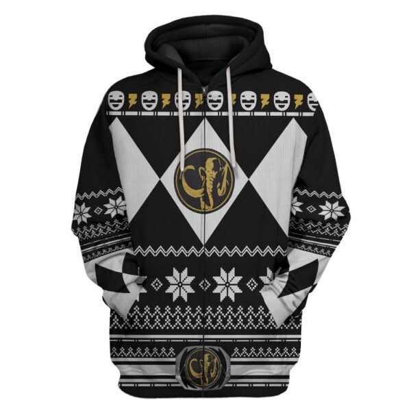 Gearhuman 3D Black Power Ranger Custom Tshirt Hoodie Apparel CW29108 3D Apparel Zip Hoodie S 