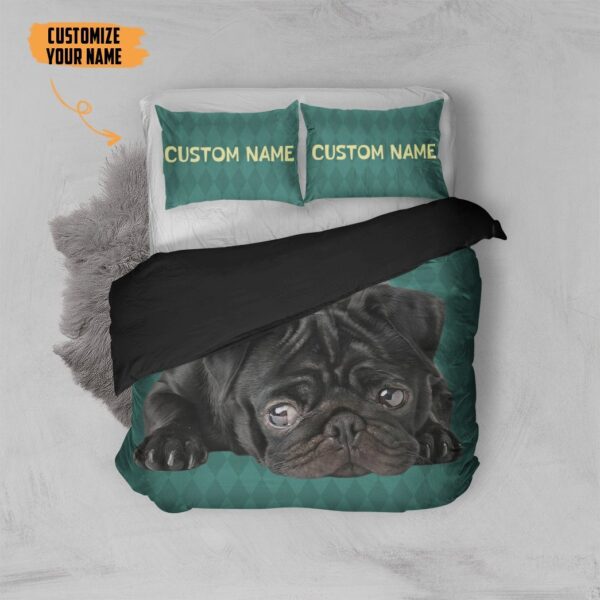 Gearhuman 3D Black Pug Dog Custom Name Bedding Set GW28015 Bedding Set