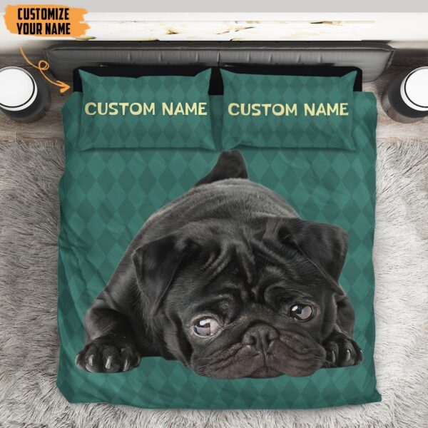 Gearhuman 3D Black Pug Dog Custom Name Bedding Set GW28015 Bedding Set