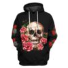 Gearhuman 3D Black Rose Flower Skull Custom Tshirt Hoodie Apparel GB25023 3D Apparel Hoodie S