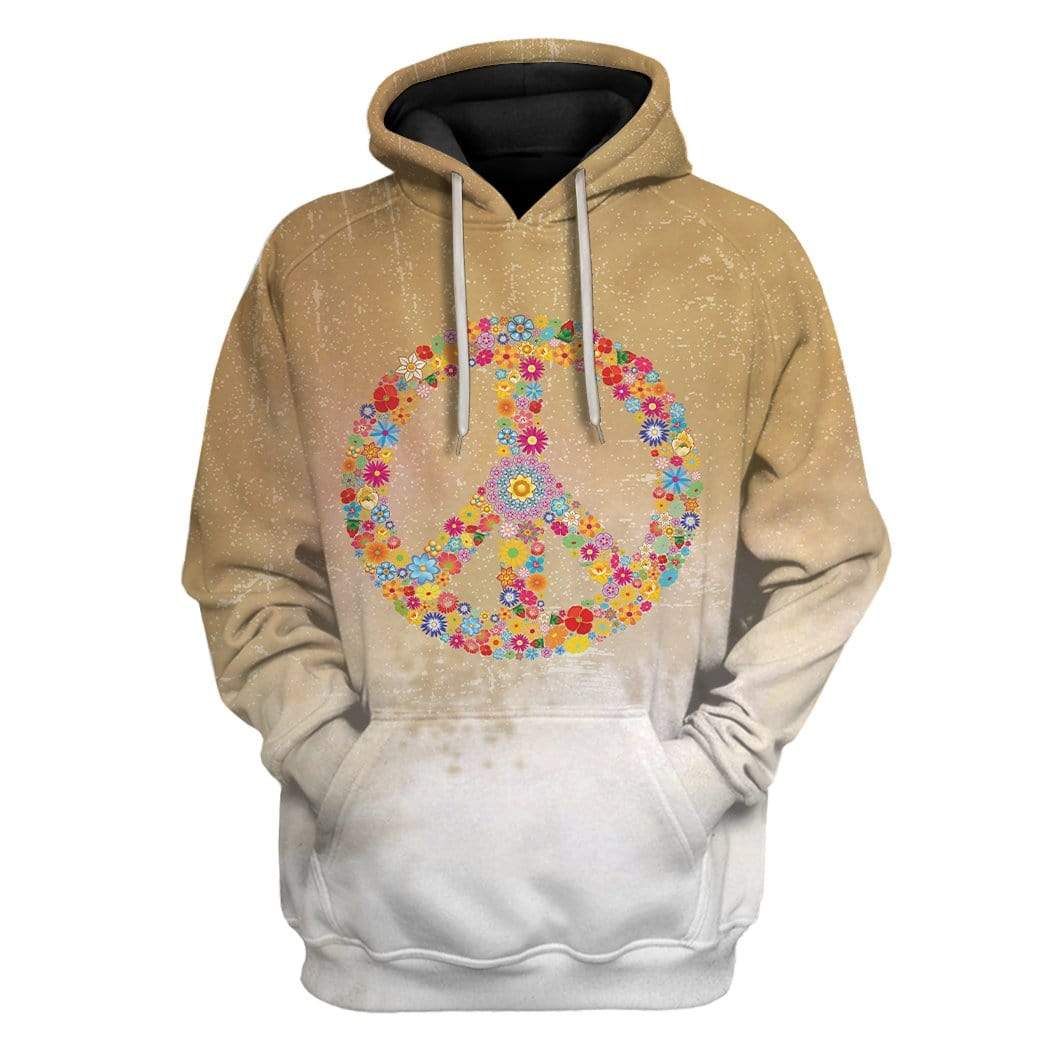 Gearhuman 3D Bleached Hippie Peace Sign Custom Fleece Hoodies Apparel GM27025 3D Custom Fleece Hoodies Hoodie S
