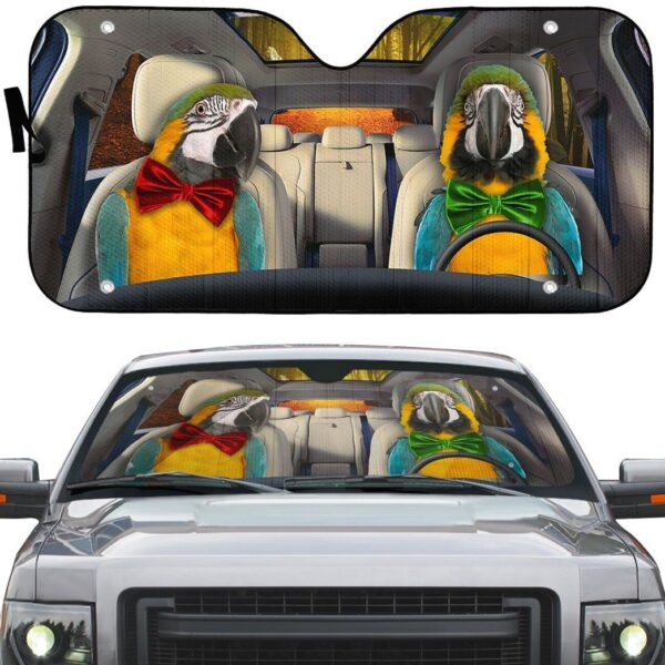 Gearhuman 3D Blue Gold Macaw Parrot Auto Car Sunshade GV030316 Auto Sunshade