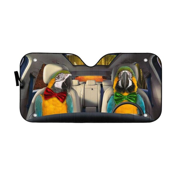 Gearhuman 3D Blue Gold Macaw Parrot Auto Car Sunshade GV030316 Auto Sunshade 57''x27.5''