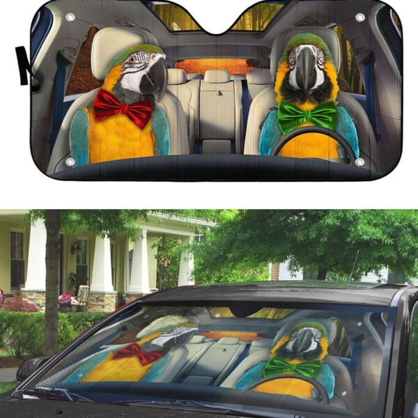 Gearhuman 3D Blue Gold Macaw Parrot Auto Car Sunshade GV030316 Auto Sunshade