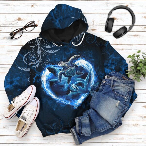 Gearhuman 3D Blue Heart Sea Turtle Tshirt Hoodie Apparel GB08012 3D Apparel