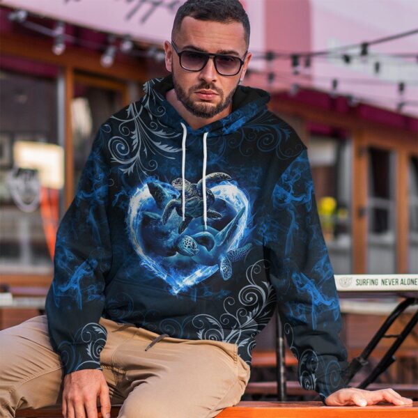 Gearhuman 3D Blue Heart Sea Turtle Tshirt Hoodie Apparel GB08012 3D Apparel