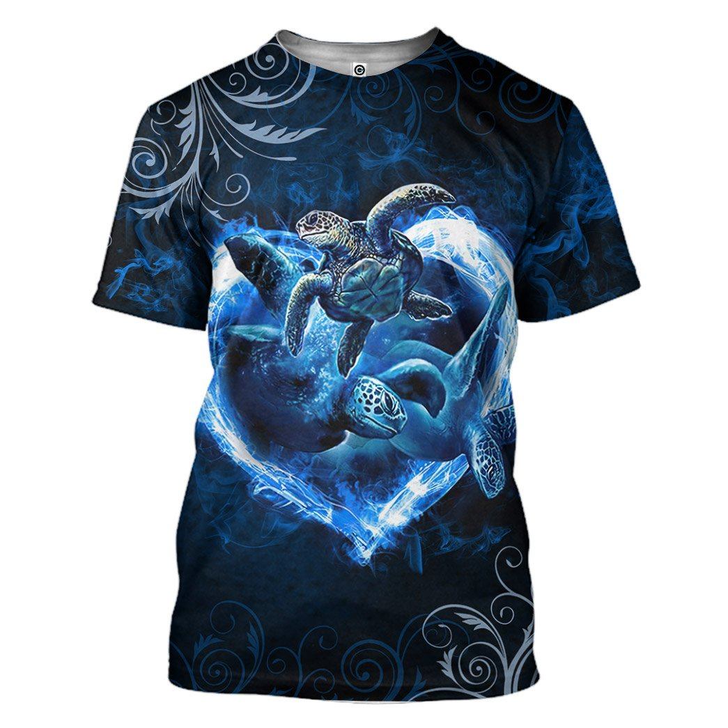Gearhuman 3D Blue Heart Sea Turtle Tshirt Hoodie Apparel GB08012 3D Apparel T-Shirt S