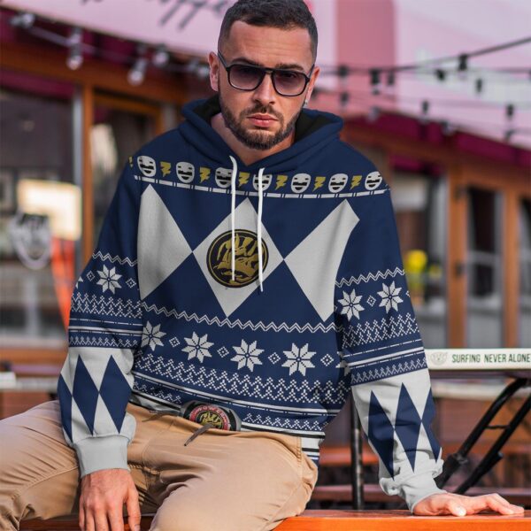 Gearhuman 3D Blue Power Ranger Custom Tshirt Hoodie Apparel CW29105 3D Apparel 