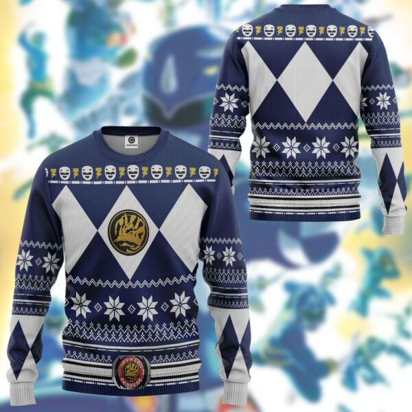 Gearhuman 3D Blue Power Ranger Custom Tshirt Hoodie Apparel CW29105 3D Apparel 