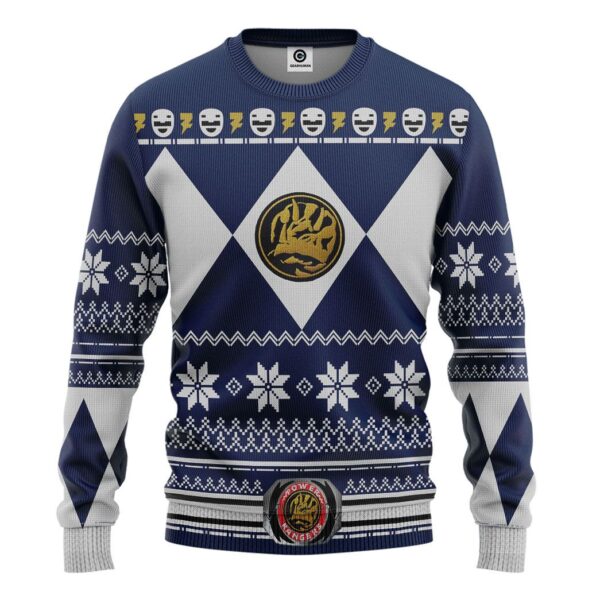 Gearhuman 3D Blue Power Ranger Custom Tshirt Hoodie Apparel CW29105 3D Apparel Long Sleeve S 