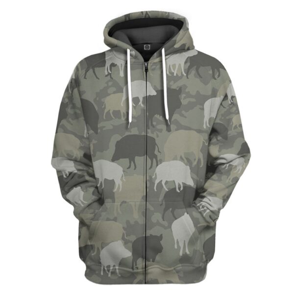 Gearhuman 3D Boar Camo Custom Tshirt Hoodie Apparel GV08123 3D Apparel Zip Hoodie S