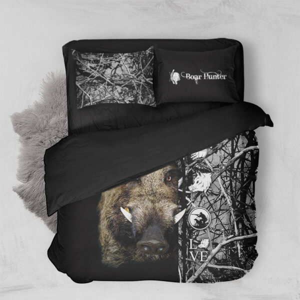 Gearhuman 3D Boar Hunter Black Custom Bedding Set GV09117 Bedding Set 