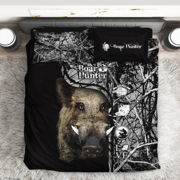 Gearhuman 3D Boar Hunter Black Custom Bedding Set GV09117 Bedding Set 