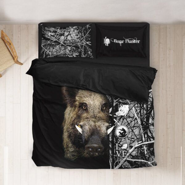 Gearhuman 3D Boar Hunter Black Custom Bedding Set GV09117 Bedding Set