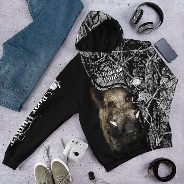 Gearhuman 3D Boar Hunter Black Custom Tshirt Hoodie Apparel GVC08113 3D Apparel 