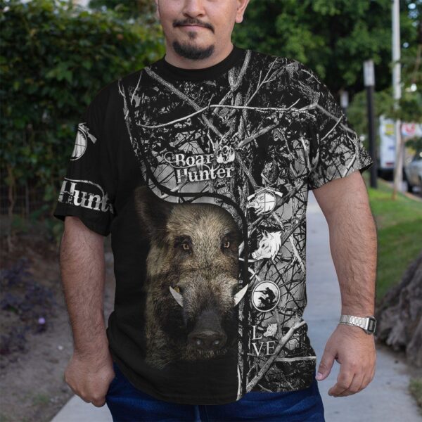 Gearhuman 3D Boar Hunter Black Custom Tshirt Hoodie Apparel GVC08113 3D Apparel 