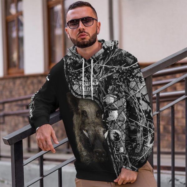 Gearhuman 3D Boar Hunter Black Custom Tshirt Hoodie Apparel GVC08113 3D Apparel 