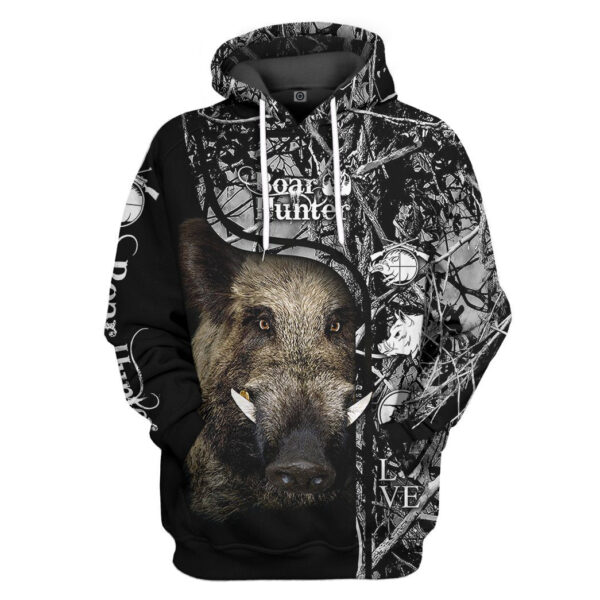 Gearhuman 3D Boar Hunter Black Custom Tshirt Hoodie Apparel GVC08113 3D Apparel Hoodie S 