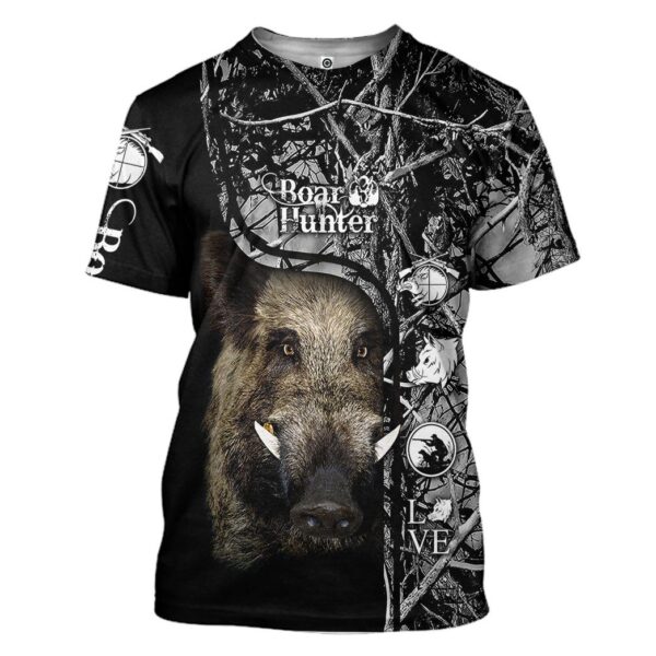 Gearhuman 3D Boar Hunter Black Custom Tshirt Hoodie Apparel GVC08113 3D Apparel T-Shirt S 