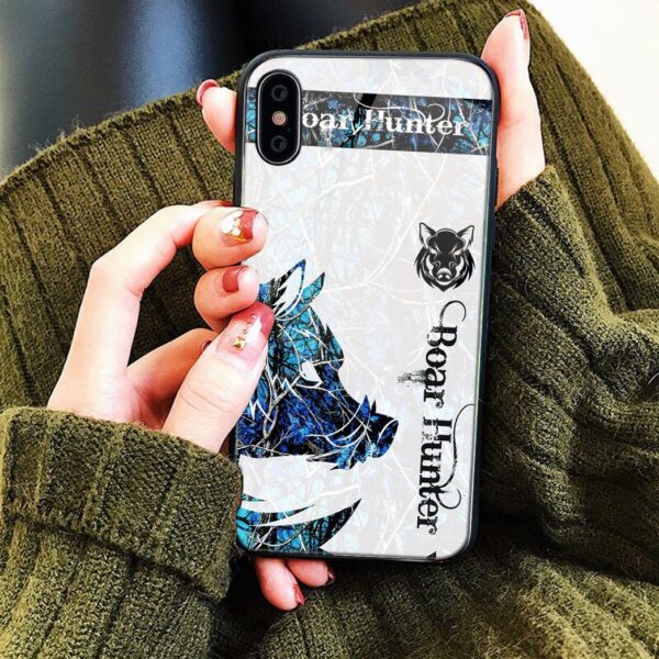 Gearhuman 3D Boar Hunter Blue Custom Phone Case GV09118 Glass Phone Case