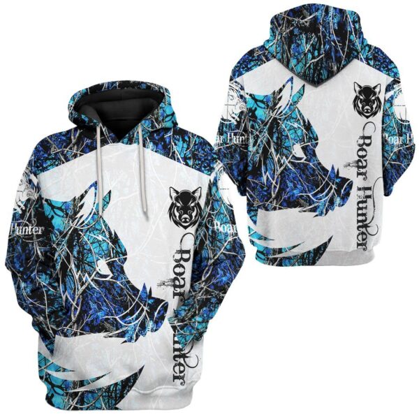 Gearhuman 3D Boar Hunter Blue Custom Tshirt Hoodie Apparel GV08115 3D Apparel