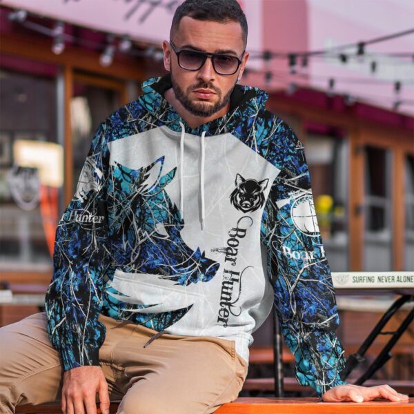Gearhuman 3D Boar Hunter Blue Custom Tshirt Hoodie Apparel GV08115 3D Apparel