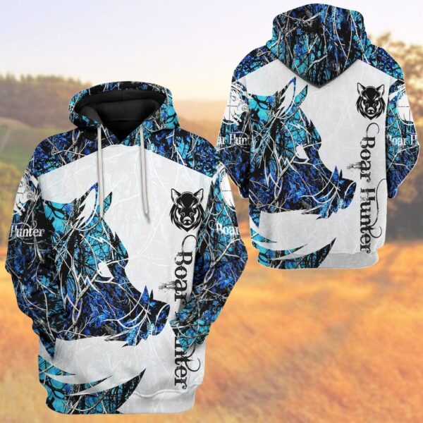 Gearhuman 3D Boar Hunter Blue Custom Tshirt Hoodie Apparel GV08115 3D Apparel