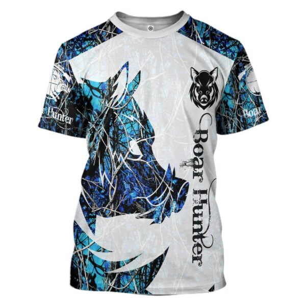 Gearhuman 3D Boar Hunter Blue Custom Tshirt Hoodie Apparel GV08115 3D Apparel T-Shirt S