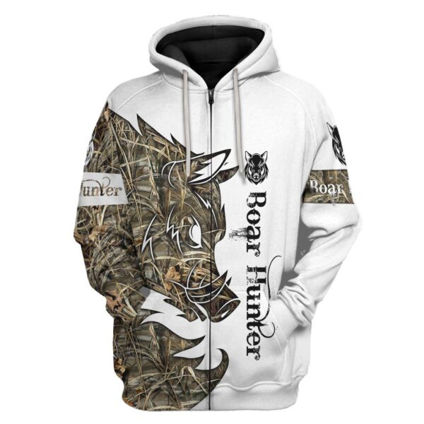 Gearhuman 3D Boar Hunter Custom Tshirt Hoodie Apparel GVC08112 3D Apparel Zip Hoodie S