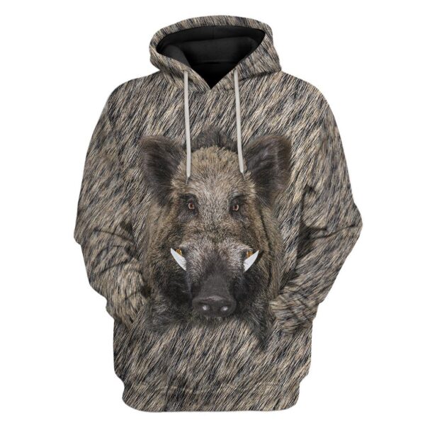 Gearhuman 3D Boar Hunter Front And Back Custom Tshirt Hoodie Apparel GVC09113 3D Apparel Hoodie S 