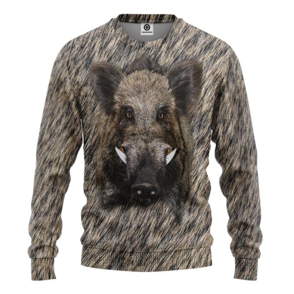 Gearhuman 3D Boar Hunter Front And Back Custom Tshirt Hoodie Apparel GVC09113 3D Apparel Long Sleeve S