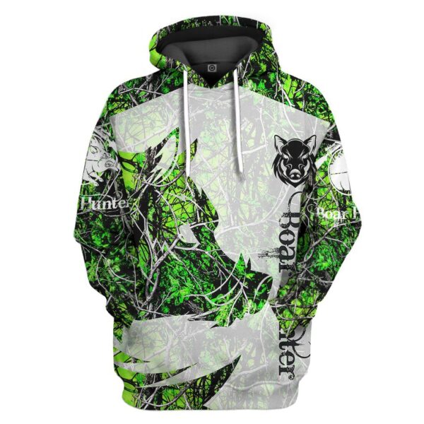 Gearhuman 3D Boar Hunter Green Custom Tshirt Hoodie Apparel GV08118 3D Apparel Hoodie S 