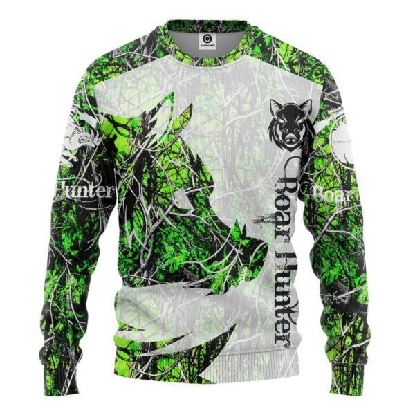 Gearhuman 3D Boar Hunter Green Custom Tshirt Hoodie Apparel GV08118 3D Apparel Long Sleeve S