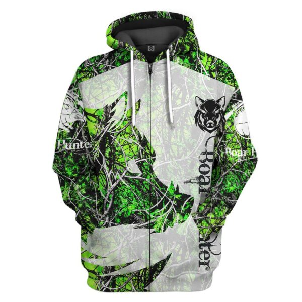 Gearhuman 3D Boar Hunter Green Custom Tshirt Hoodie Apparel GV08118 3D Apparel Zip Hoodie S 