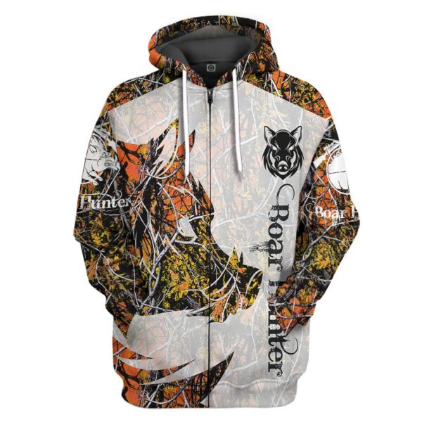 Gearhuman 3D Boar Hunter Orange Custom Tshirt Hoodie Apparel GV081110 3D Apparel Zip Hoodie S 