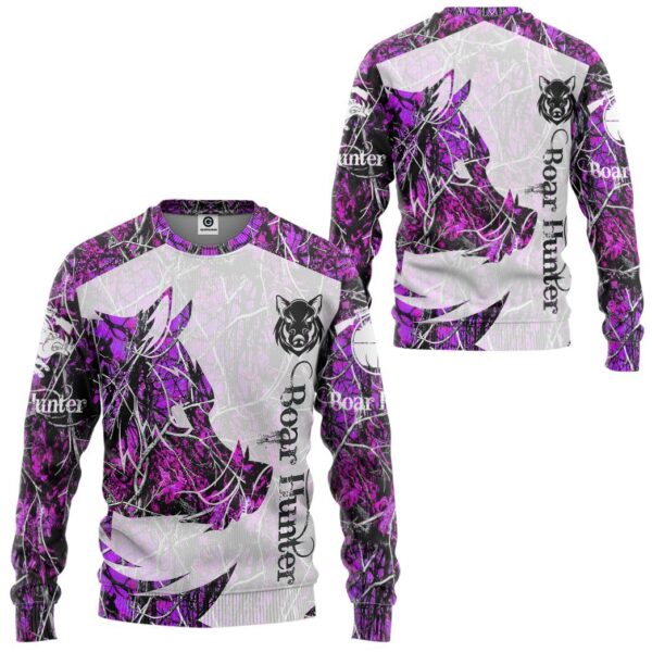 Gearhuman 3D Boar Hunter Purple Custom Tshirt Hoodie Apparel GV08119 3D Apparel 