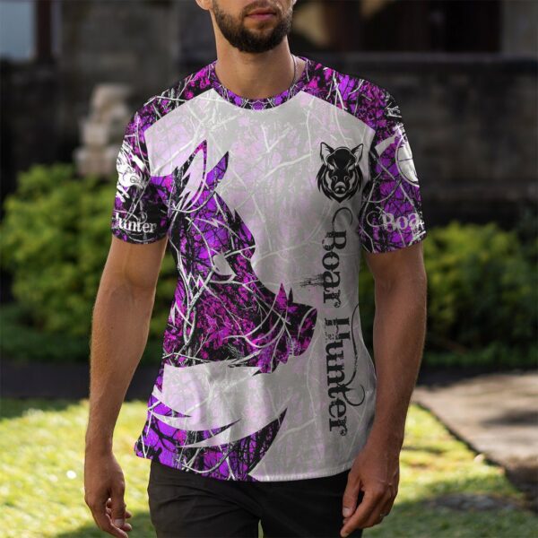 Gearhuman 3D Boar Hunter Purple Custom Tshirt Hoodie Apparel GV08119 3D Apparel 