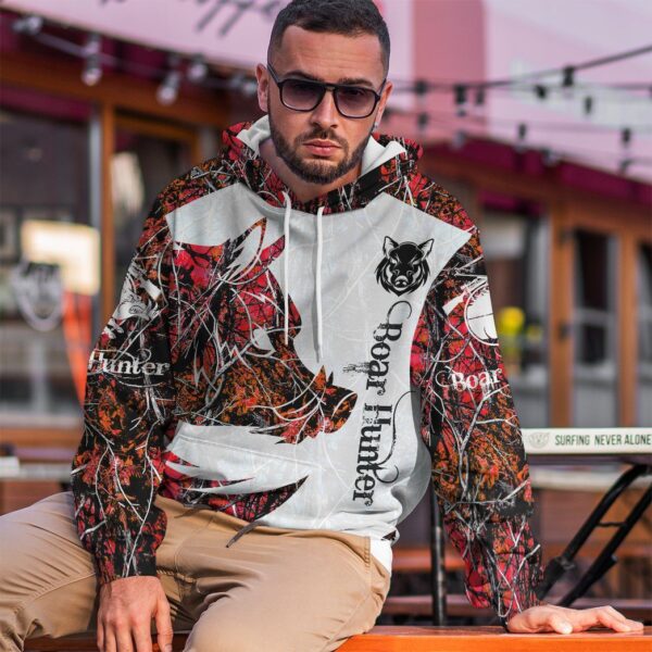 Gearhuman 3D Boar Hunter Red Custom Tshirt Hoodie Apparel GV08117 3D Apparel 