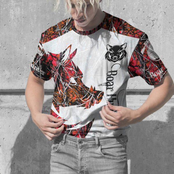 Gearhuman 3D Boar Hunter Red Custom Tshirt Hoodie Apparel GV08117 3D Apparel 