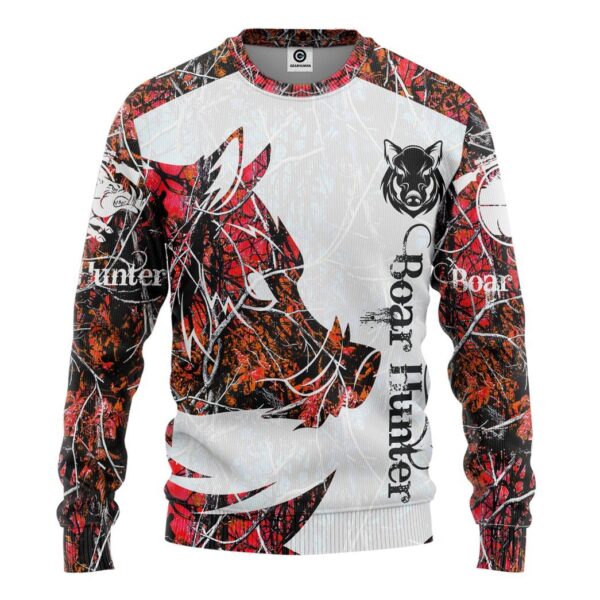 Gearhuman 3D Boar Hunter Red Custom Tshirt Hoodie Apparel GV08117 3D Apparel Long Sleeve S
