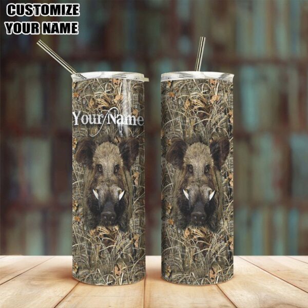 Gearhuman 3D Boar Hunting Custom Name Design Vacuum Insulated Tumbler GB051111 Tumbler Long 20oz