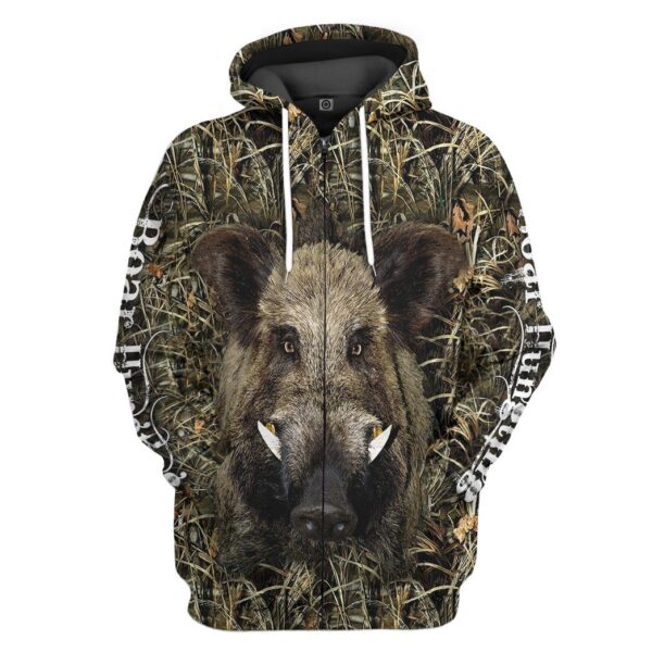 Gearhuman 3D Boar Hunting Custom Tshirt Hoodie Apparel GB05118 3D Apparel Zip Hoodie S 