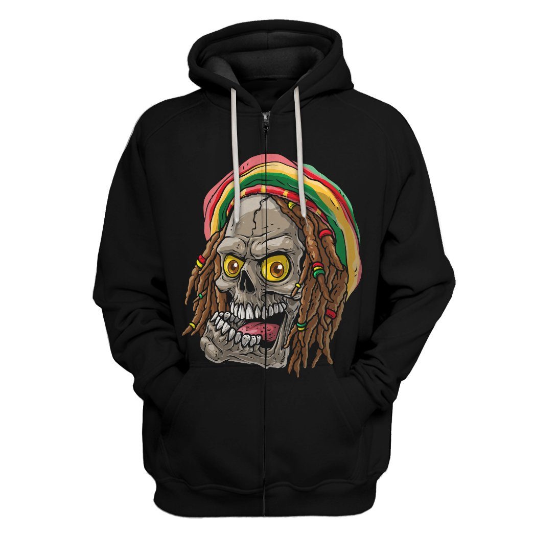 Gearhuman 3D Bob Marley Skull 1 Hoodie Apparel GQ21091 3D Apparel Zip Hoodie S